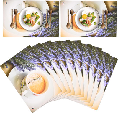 Heart Home Rectangular Pack of 12 Table Placemat(White, PVC)