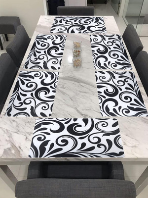 E-Retailer Rectangular Pack of 6 Table Placemat(Black, PVC)