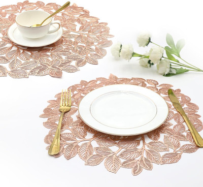 Dakshya Industries Round Pack of 2 Table Placemat(Brown, PVC)