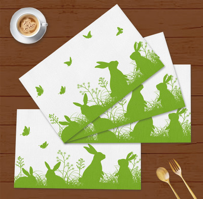 OASIS Rectangular Pack of 4 Table Placemat(Green, Cotton)
