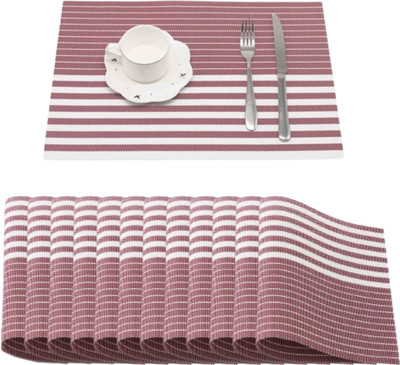 Naidev Rectangular Pack of 12 Table Placemat(Red, PVC)