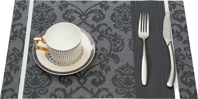HS WORLD Rectangular Pack of 1 Table Placemat(Grey, PVC)
