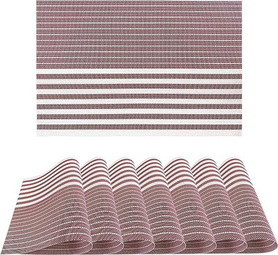 DANSR Rectangular Pack of 8 Table Placemat(Red, PVC)