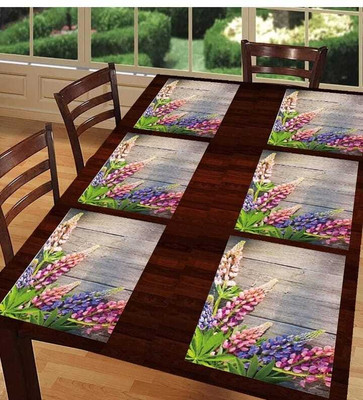 LOTUSKING Rectangular Pack of 6 Table Placemat(Grey, PVC)