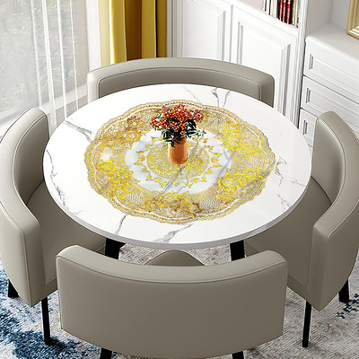 RELOOK INDUSTRIES Round Pack of 1 Table Placemat(Gold, PVC)