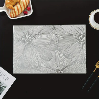 Castle Decor Round Pack of 1 Table Placemat(Silver, PVC)