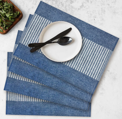 OASIS Rectangular Pack of 4 Table Placemat(Blue, Cotton)