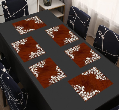 REVEXO Rectangular Pack of 6 Table Placemat(Orange, Orange, PVC)