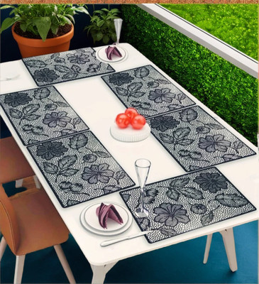 M/S REVAXO Rectangular Pack of 6 Table Placemat(Black, PVC)
