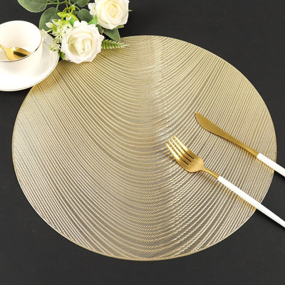 Dakshya Industries Round Pack of 2 Table Placemat(Gold, PVC)