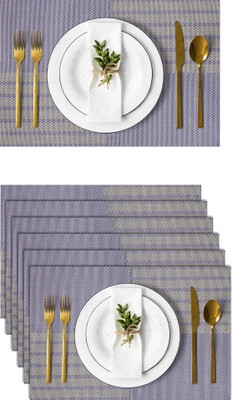 Lellow Rectangular Pack of 6 Table Placemat(Purple, Grey, PVC)