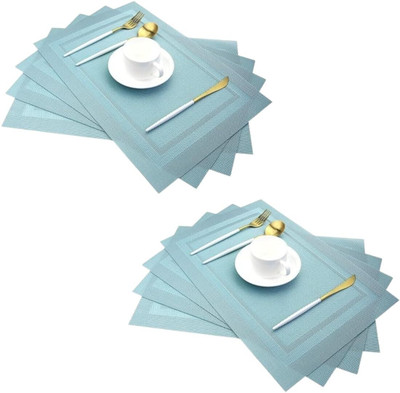 Dobzla Rectangular Pack of 4 Table Placemat(Light Blue, Blue, PVC)