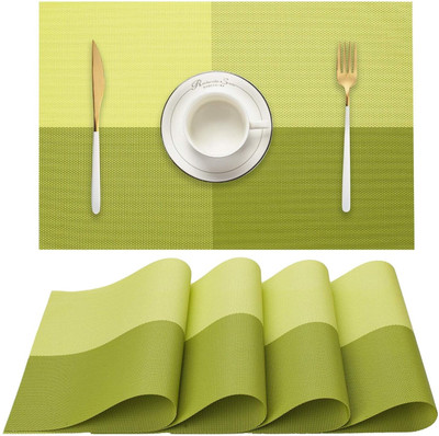 4MYL Rectangular Pack of 6 Table Placemat(Green, PVC)
