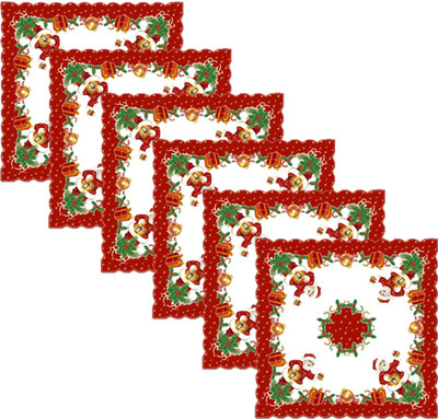 Christian Mart Rectangular Pack of 6 Table Placemat(Red, White, Green, PVC)