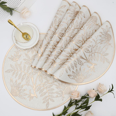 DPA Collection Round Pack of 6 Table Placemat(Gold, PVC)