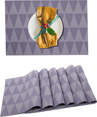 Daidokoro Rectangular Pack of 6 Table Placemat(Grey, PVC)