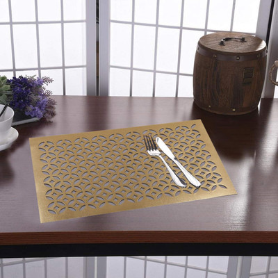 TANLOOMS Rectangular Pack of 6 Table Placemat(Gold, Leather)