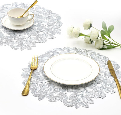 Flipkart SmartBuy Round Pack of 2 Table Placemat(Silver, PVC)