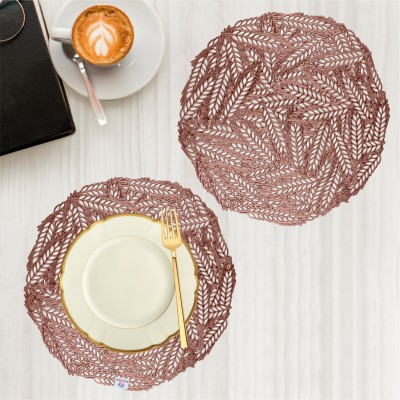 Heart Home Round Pack of 2 Table Placemat(Gold, Leather)