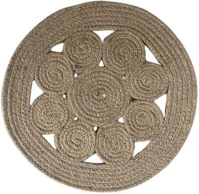 MY HOME Round Pack of 2 Table Placemat(Beige, Jute)