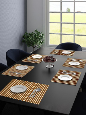 Saral Home Rectangular Pack of 6 Table Placemat(Gold, Velvet)