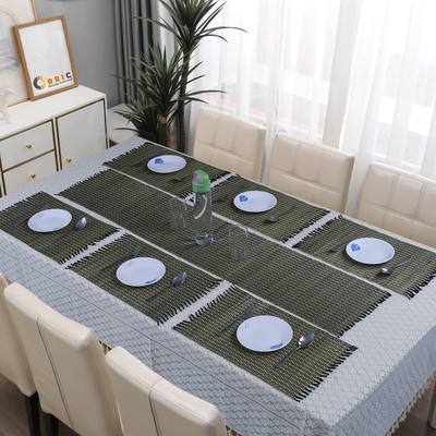 orric Rectangular Pack of 7 Table Placemat(Black, River Grass)