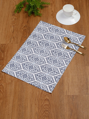 RATAN CART Rectangular Pack of 4 Table Placemat(Blue, Cotton)