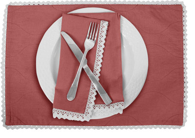 Vargottam Rectangular Pack of 6 Table Placemat(Orange, Cotton)
