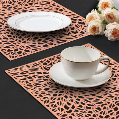 Dakshya Industries Rectangular Pack of 2 Table Placemat(Brown, PVC)