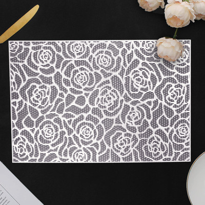 Castle Decor Rectangular Pack of 2 Table Placemat(Silver, PVC)