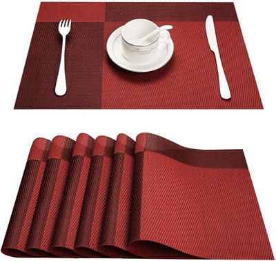 HARAY Rectangular Pack of 4 Table Placemat(Maroon, PVC)