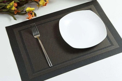 MONKDECOR Rectangular Pack of 6 Table Placemat(Brown, PVC)