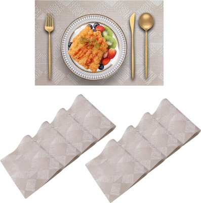 KitchEase Rectangular Pack of 8 Table Placemat(Brown, Grey, PVC)