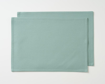 KITESCREATIONS Rectangular Pack of 2 Table Placemat(Light Green, Cotton)