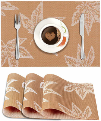 HOKiPO Rectangular Pack of 4 Table Placemat(Peach, PVC)