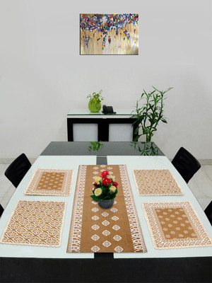 Saral Home Rectangular Pack of 5 Table Placemat(Beige, Cotton)