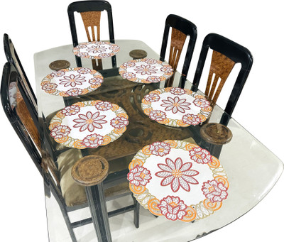 LaVichitra Round Pack of 6 Table Placemat(Multicolor, PVC)