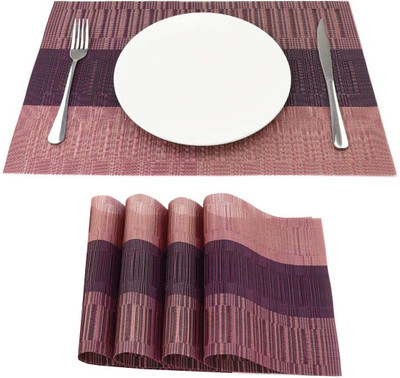 HIINFOTIC Rectangular Pack of 8 Table Placemat(Peach, Brown, PVC)