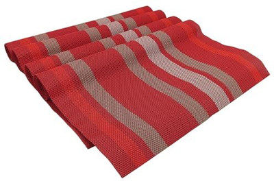 Gold Leaf Rectangular Pack of 4 Table Placemat(Red, Grey, Plastic)