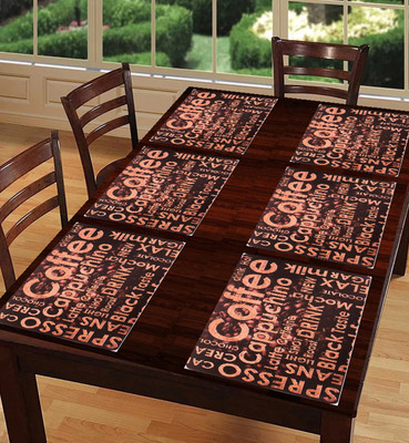SANRAKSSHAN Rectangular Pack of 6 Table Placemat(Beige, PVC)