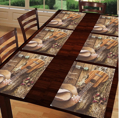 SANRAKSSHAN Rectangular Pack of 6 Table Placemat(Blue, PVC)