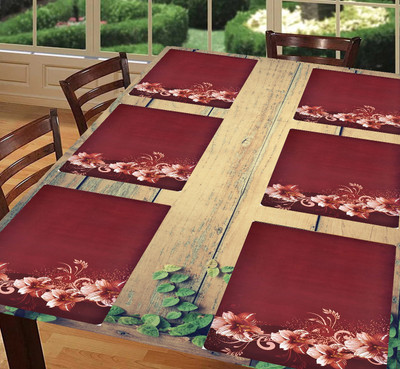 SANRAKSSHAN Rectangular Pack of 6 Table Placemat(Brown, PVC)