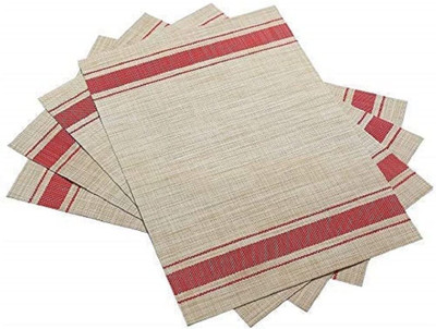 jamunesh Rectangular Pack of 4 Table Placemat(White, PVC)