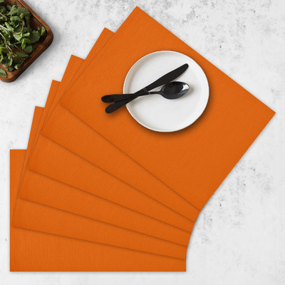 OASIS Rectangular Pack of 6 Table Placemat(Orange, Cotton)