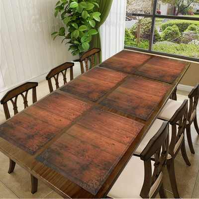 REVEXO Rectangular Pack of 6 Table Placemat(Beige, PVC)
