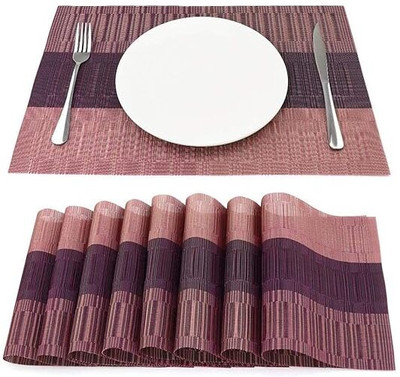 DANSR Rectangular Pack of 8 Table Placemat(Red, Polyester)