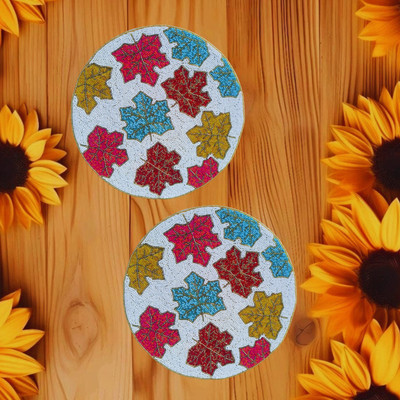 Hawamahal Round Pack of 2 Table Placemat(Multicolor, Glass)
