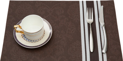 HS WORLD Rectangular Pack of 1 Table Placemat(Brown, PVC)