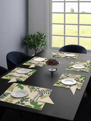 Saral Home Rectangular Pack of 6 Table Placemat(Green, Cotton)