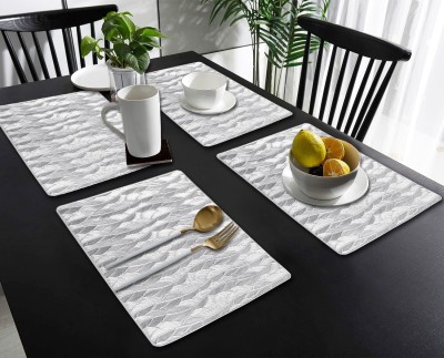 DPA Collection Rectangular Pack of 4 Table Placemat(Silver, PVC)